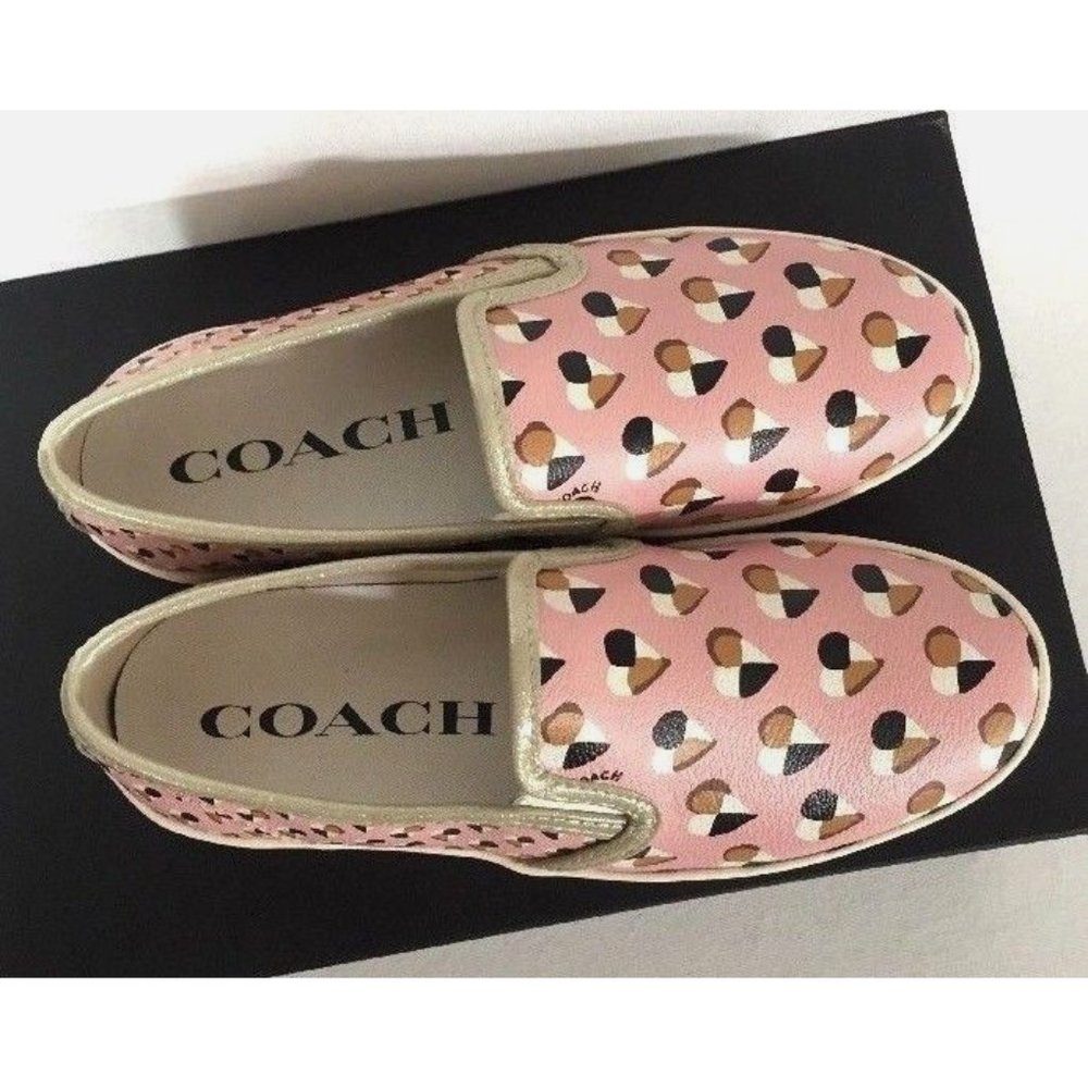 New Coach Style C117 FG2113 Slip on Heart Print Women's Shoes Size 5.5 B Blush